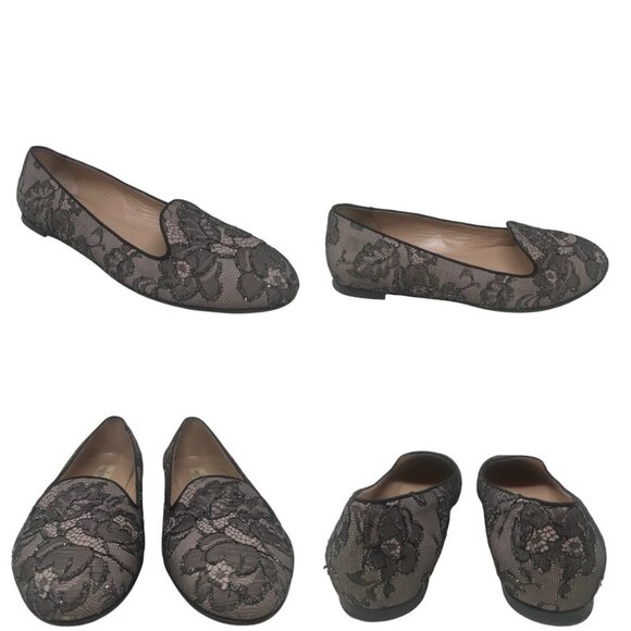 Valentino Garavani Caviar Crystal Lace Smoking Slippers Loafers Flats Size 10 - Picture 12 of 13
